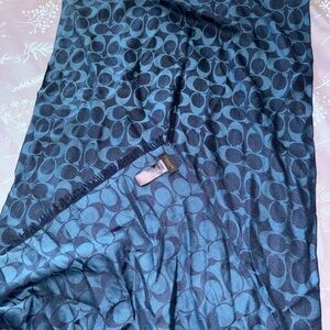 Coach Blue and Teal Signature Jacquard Scarf